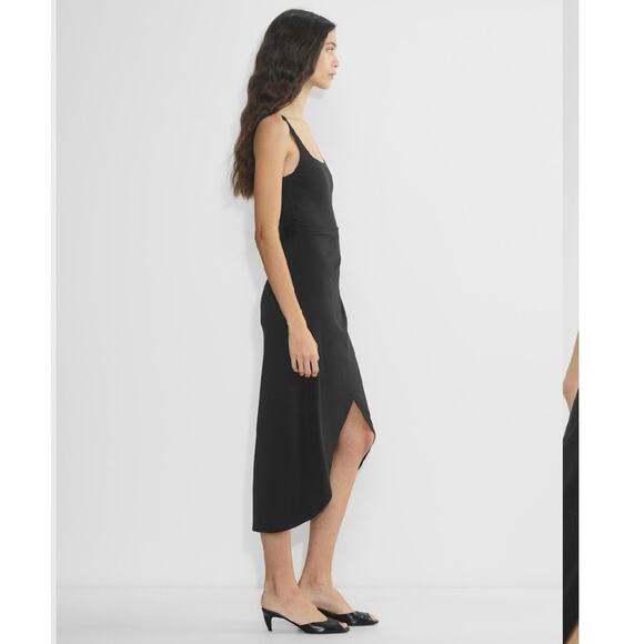 Wilfred Saturn Midi Black Tank Dress XL High Low Aritzia Viscose Stretch Sexy - Picture 14 of 15